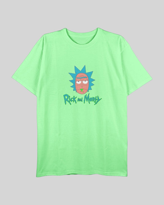 Camiseta Unisex Regular Size Verde Pistacho Rick y Morty