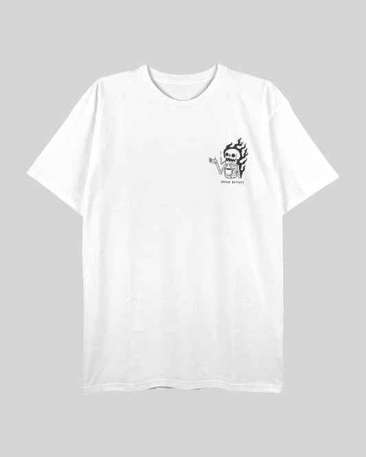 Camiseta Unisex Regular Size Blanca Calavera