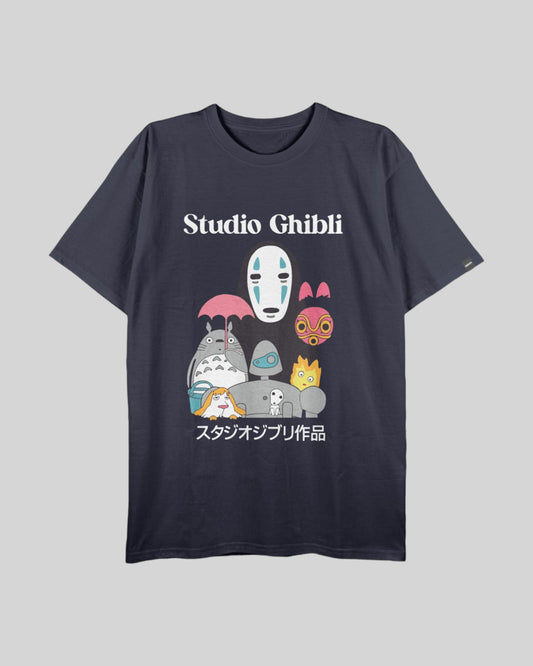 Camiseta Unisex Regular Size Azul Navy Studio ghibli Iconic